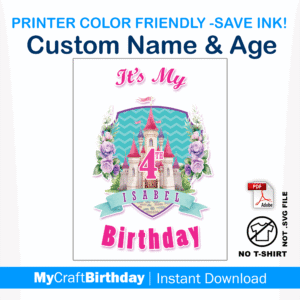 princess birthday castle design custom birthday year