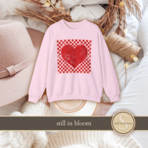 Retro Red Heart Checkerboard Sweatshirt