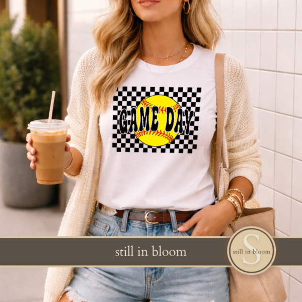 Womens Checkered Softball Shirt, Game Day Chic